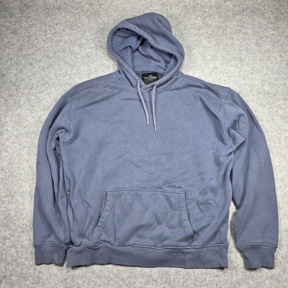 Hollister Hoodie Womens Large Blue Relaxed Fit‎ Distressed